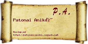 Patonai Anikó névjegykártya
