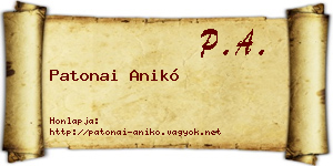 Patonai Anikó névjegykártya